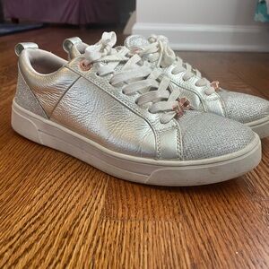 Silver Ted Baker Kulei Sneakers with Rose Gold Accents